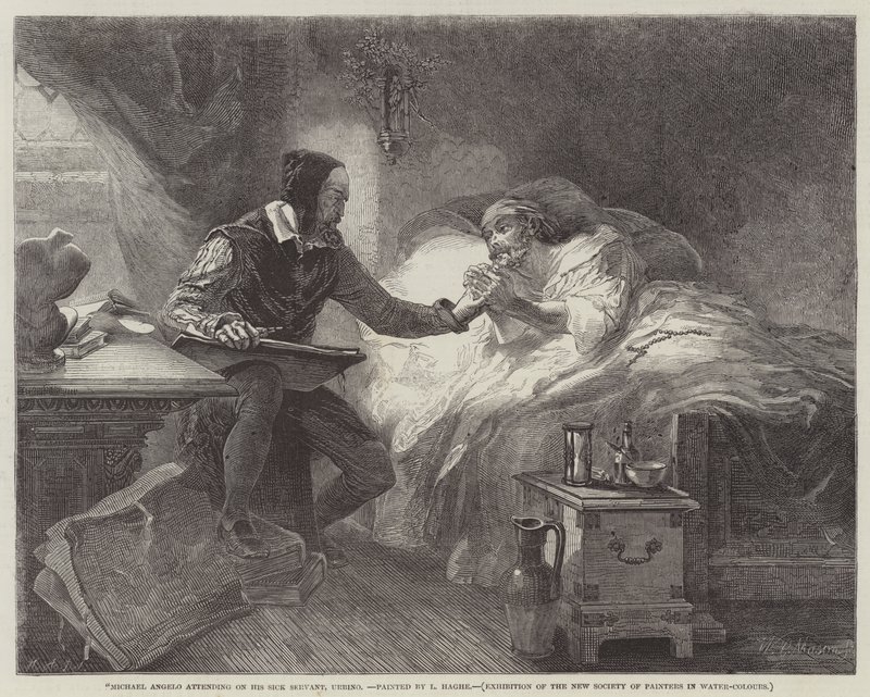 Michael Angelo deltar på sin syke tjener, Urbino av Louis Haghe