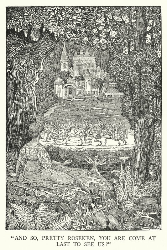 "Og så, vakre Roseken, er du endelig kommet for å se oss?" (litho) av Louis John Rhead