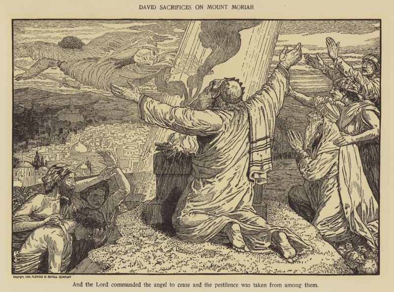 David ofrer på Moria-fjellet av Louis John Rhead