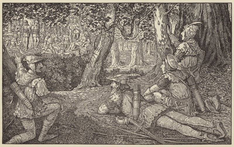 Spøyte en gruppe skogbrukere og to fanger av Louis John Rhead
