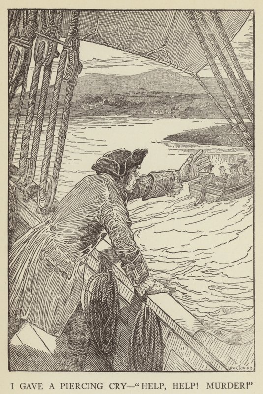 Illustrasjon for Kidnapped av Robert Louis Stevenson av Louis John Rhead