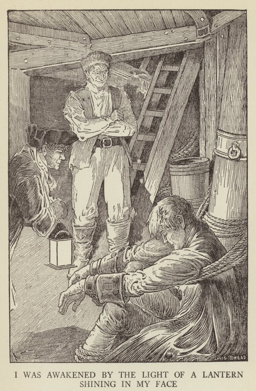 Illustrasjon for Kidnapped av Robert Louis Stevenson av Louis John Rhead