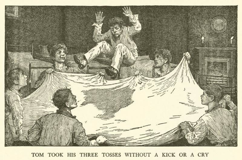 Illustrasjon for Tom Browns skoledager (gravering) av Louis John Rhead