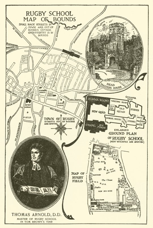 Illustrasjon for Tom Browns skoledager (gravering) av Louis John Rhead