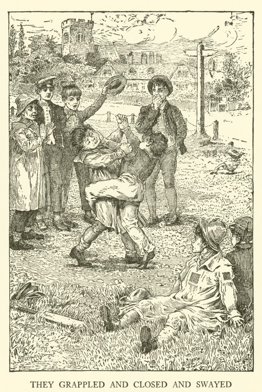 Illustrasjon for Tom Brown's School-Days (gravering) av Louis John Rhead