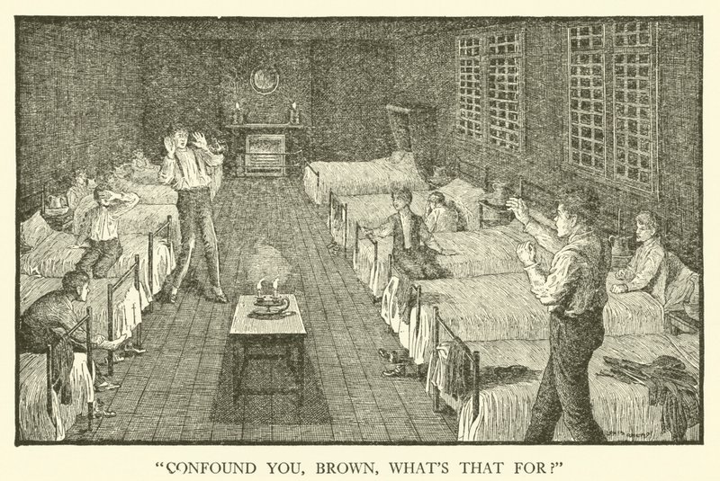Illustrasjon for Tom Browns skoledager (gravering) av Louis John Rhead