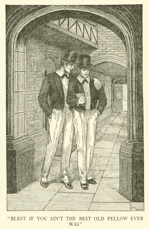 Illustrasjon for Tom Browns skoledager (gravering) av Louis John Rhead