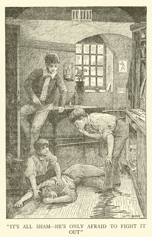 Illustrasjon for Tom Browns skoledager (gravering) av Louis John Rhead