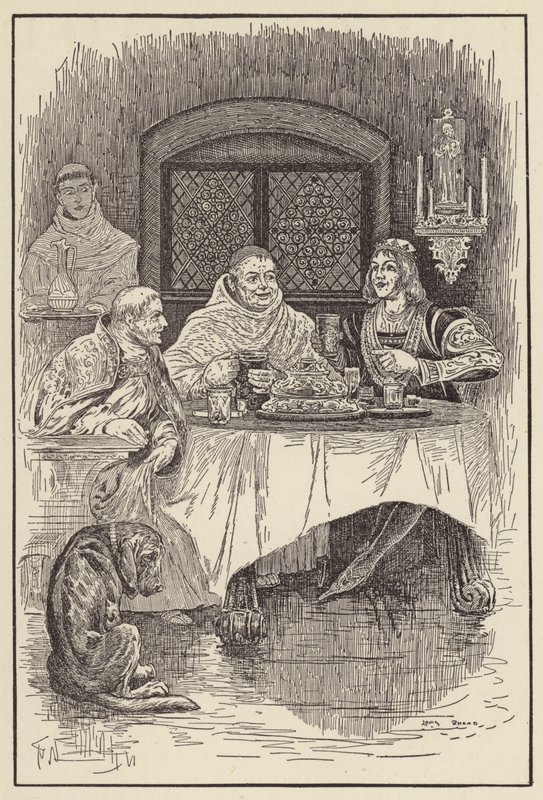 Prior William sørger for en fest for kongen og biskopen av Louis John Rhead
