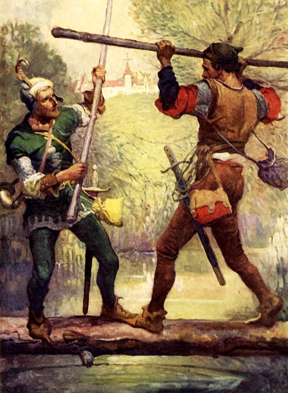 Robin Hood kjemper med Lille John av Louis John Rhead