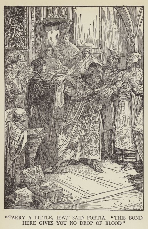 Bli litt, jøde, sa Portia, dette båndet her gir deg ingen bloddråpe av Louis John Rhead