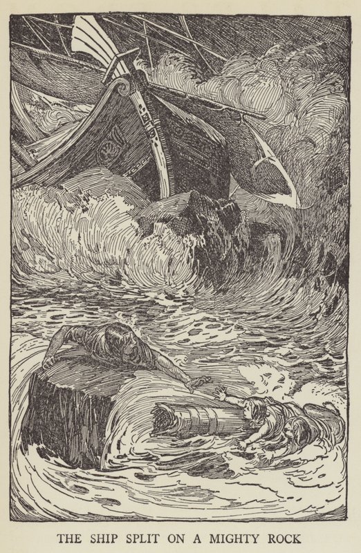 Skipet delte seg på en mektig stein av Louis John Rhead