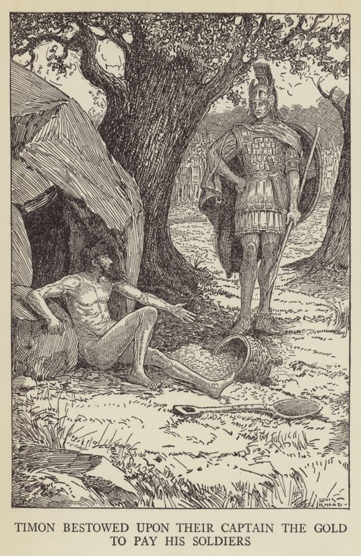 Timon ga kapteinen deres gullet for å betale soldatene hans av Louis John Rhead