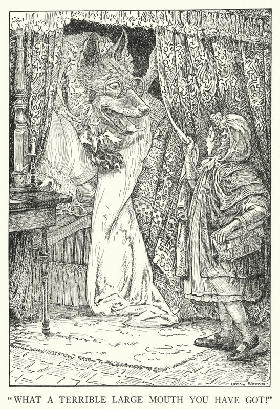 "For en forferdelig stor munn du har!" (litho) av Louis John Rhead