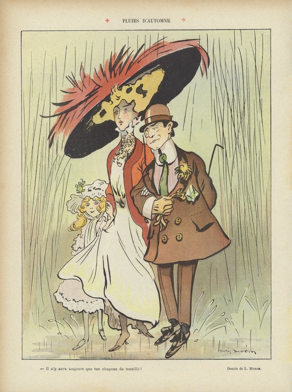 Høsten regner. Illustrasjon for Le Rire av Louis Morin