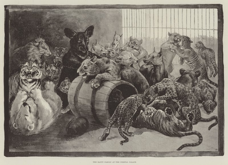 Den lykkelige familien på Crystal Palace av Louis Wain