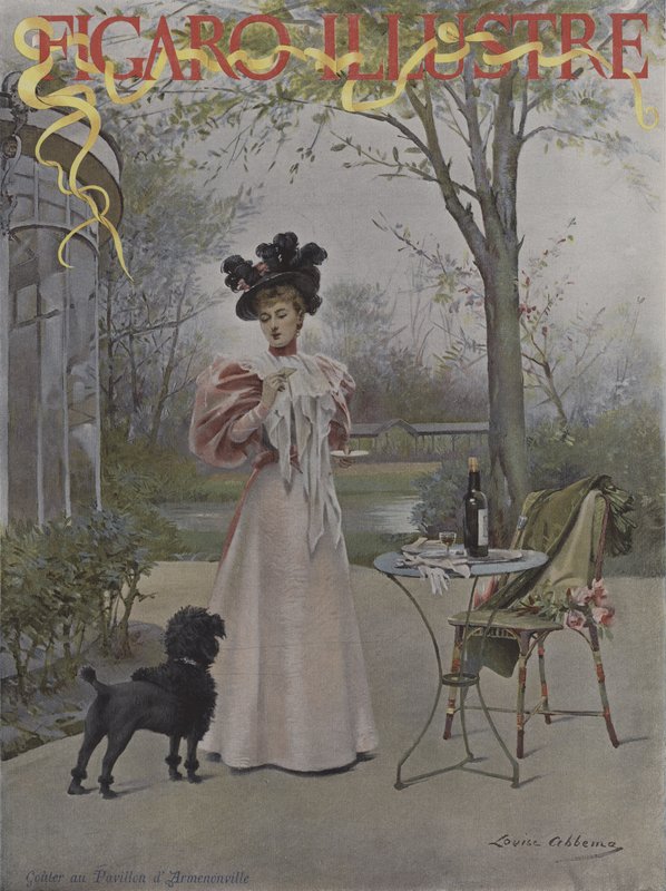 Gouter au Pavillon dArmenonville (Smaking på Pavillon dArmenonville). Forside av Le Figaro Illustre, mai 1895 av Louise Abbéma