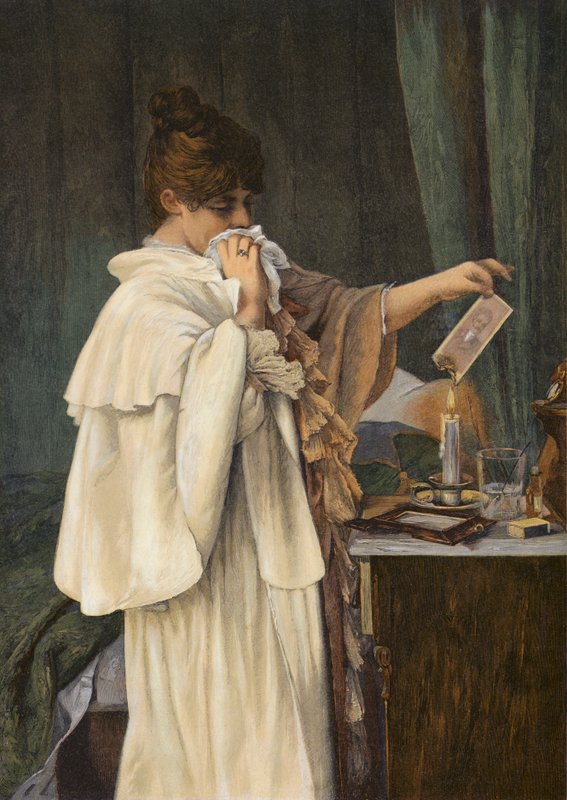 quot;All Overquot;, jente som brenner kjærestens portrett etter at affæren deres er over (farge litho) av Louise Max Ehrler