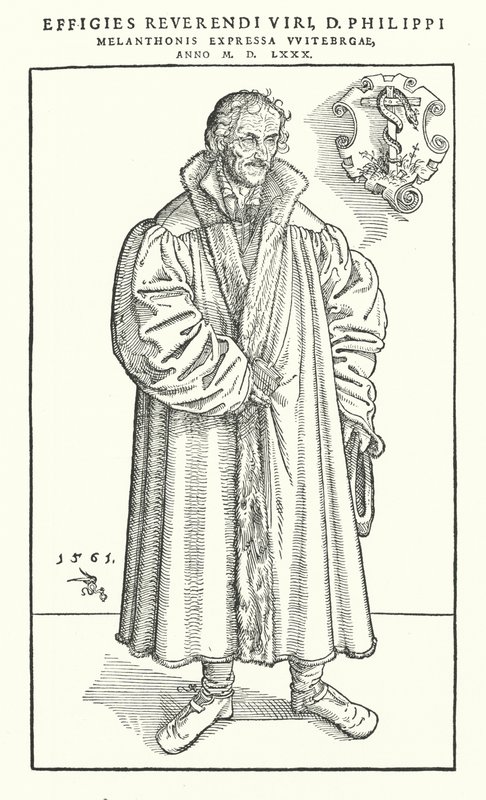 Philipp Melanchthon , tysk protestantisk reformator (gravering) av Lucas The Younger (after) Cranach