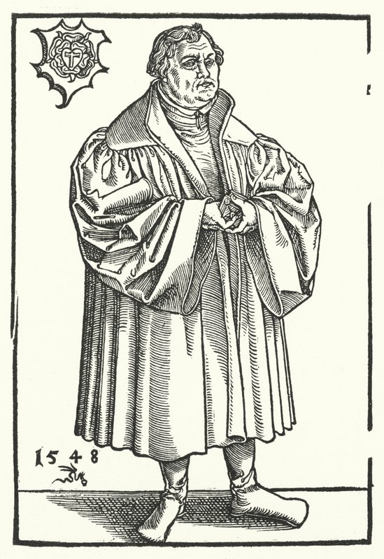 Den tyske protestantiske reformatoren Martin Luther senere i livet (gravering) av Lucas the Elder (after) Cranach