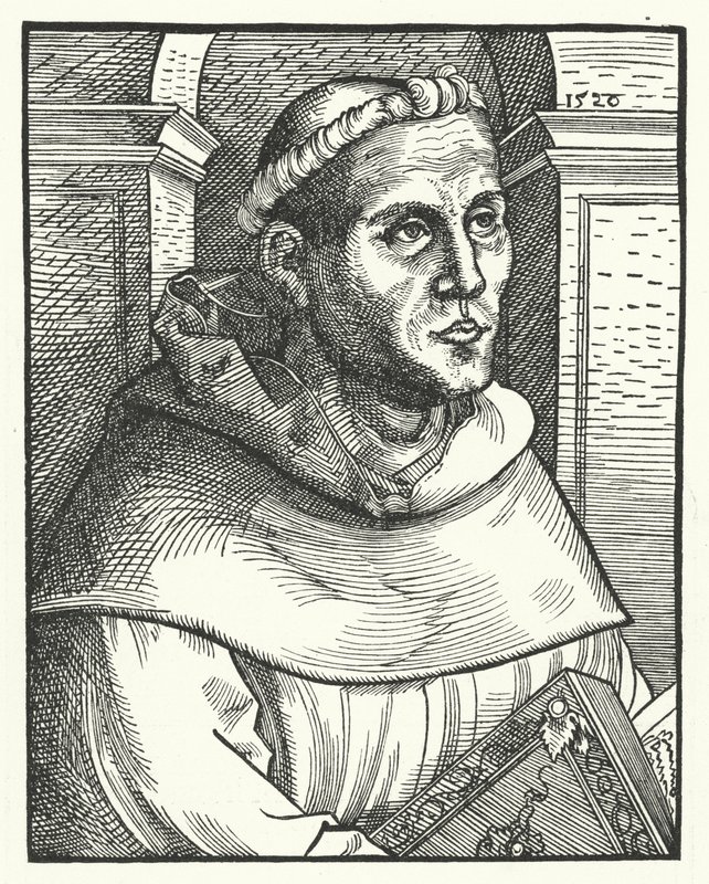 Martin Luther som en augustinermunk (gravering) av Lucas the Elder (after) Cranach