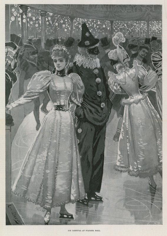 Iskarneval på Niagara Hall, Westminster London (litografi) av Lucien Davis