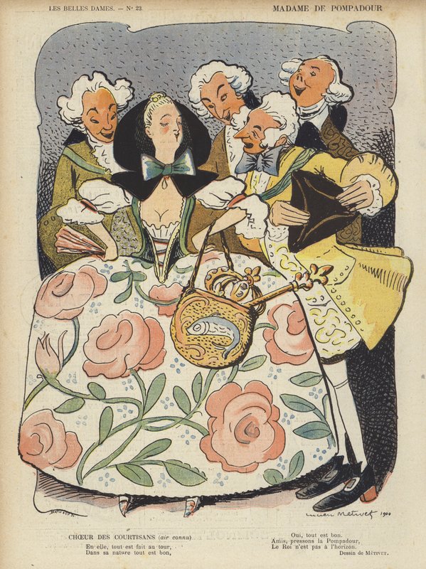 Madame De Pompadour, illustrasjon for Le Rire av Lucien Metivet