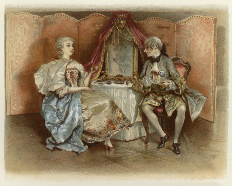 Illustrasjon for The School for Scandal (chromolitho) av Lucius Rossi