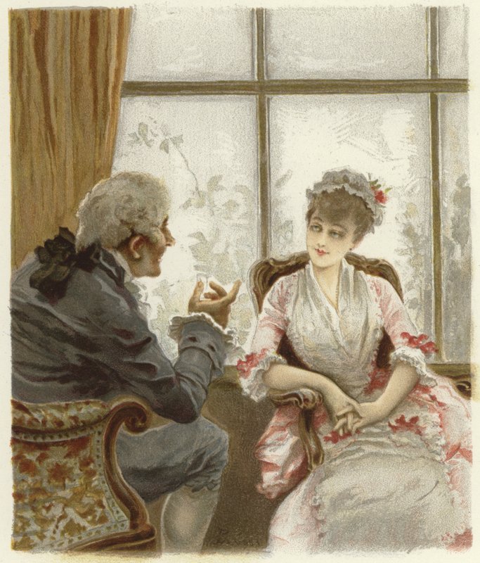 Illustrasjon for The School for Scandal (chromolitho) av Lucius Rossi