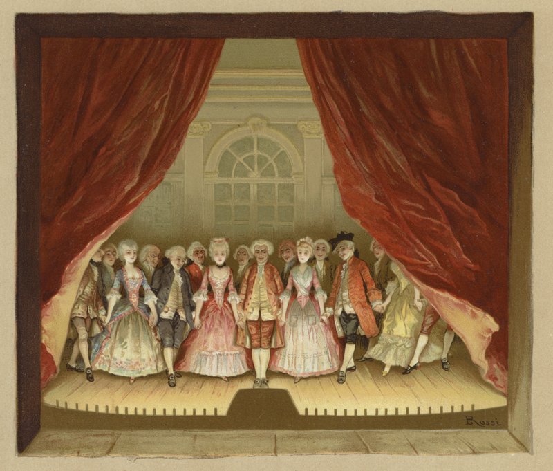 Illustrasjon for The School for Scandal (chromolitho) av Lucius Rossi