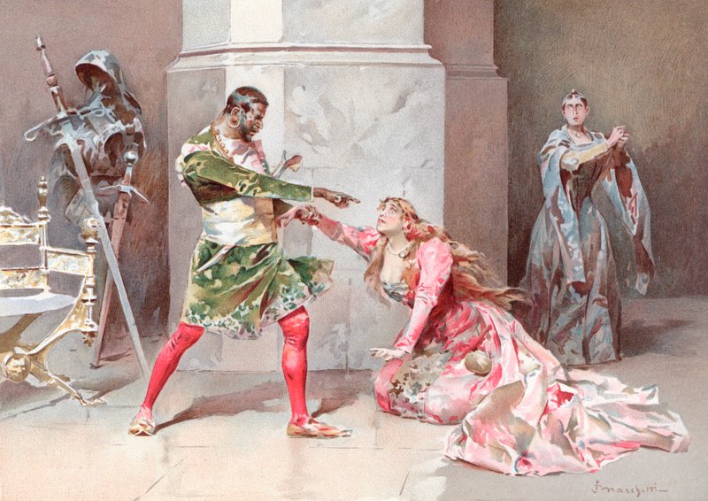 Illustrasjon for Shakespeares Othello (chromolitho) av Ludovico Marchetti