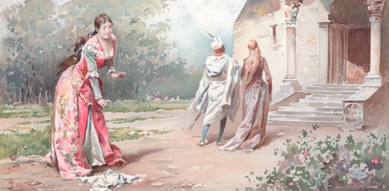 Illustrasjon for Shakespeares Othello (chromolitho) av Ludovico Marchetti