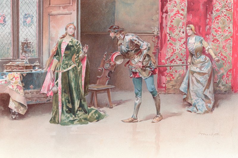 Illustrasjon for Shakespeares Othello (chromolitho) av Ludovico Marchetti