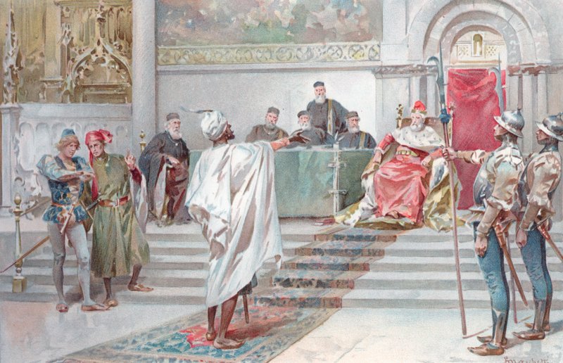 Illustrasjon for Shakespeares Othello (chromolitho) av Ludovico Marchetti