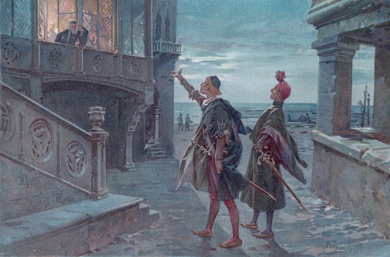 Illustrasjon for Shakespeares Othello (chromolitho) av Ludovico Marchetti