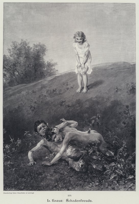 Schadenfreude (gravering) av Ludwig Knaus