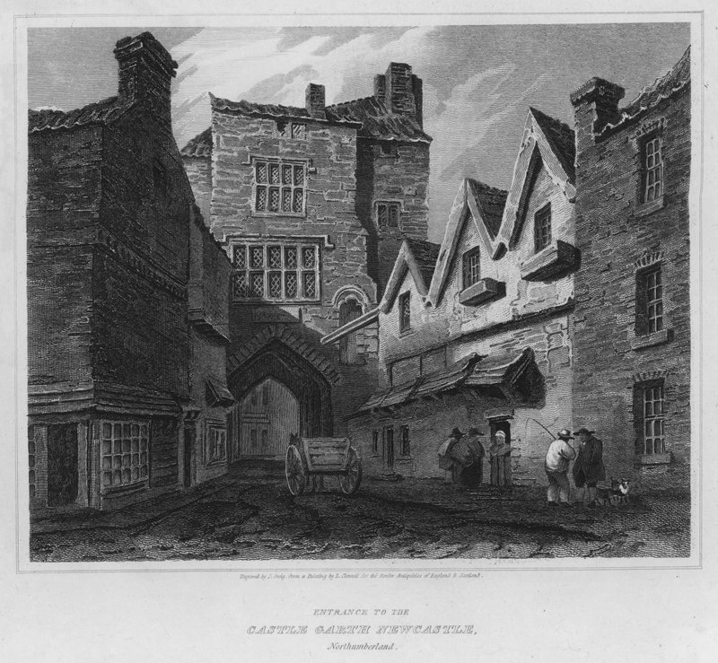 Inngang til Castle Garth Newcastle, Northumberland (gravering) av Luke (after) Clennell