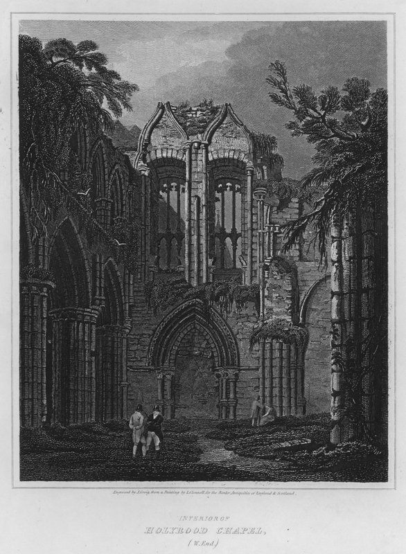 Interiør av Holyrood Chapel, West End (gravering) av Luke (after) Clennell