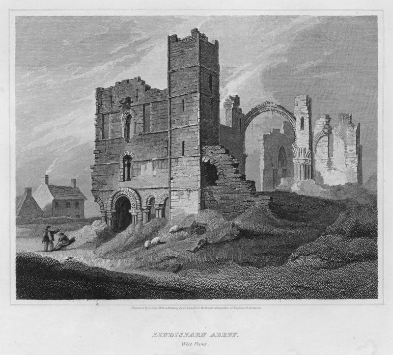 Lindisfarne Abbey, West Front (gravering) av Luke (after) Clennell