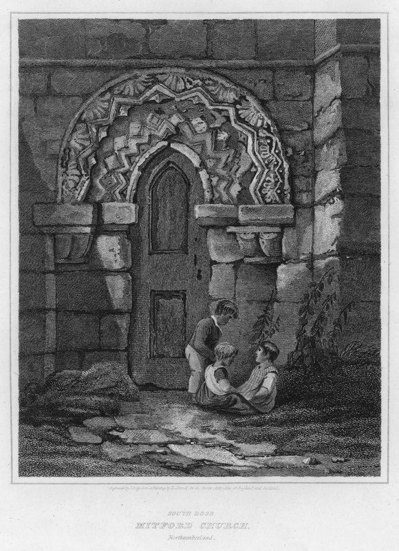 South Door, Mitford Church, Northumberland (gravering) av Luke (after) Clennell