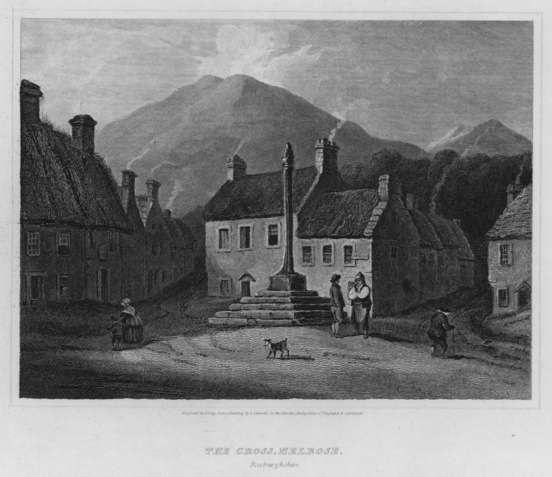 The Cross, Melrose, Roxburghshire (gravering) av Luke (after) Clennell