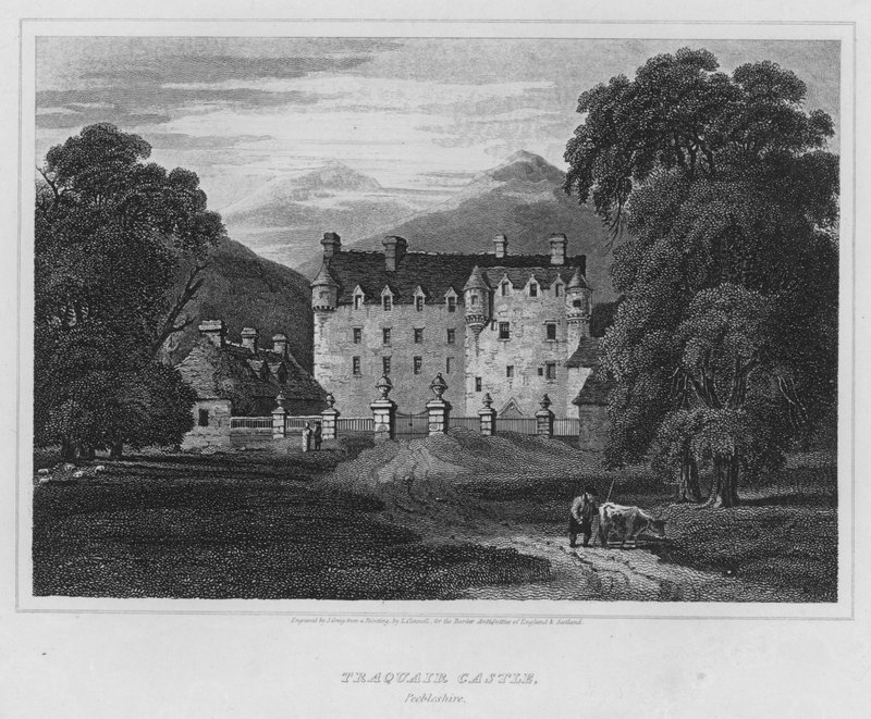 Traquair Castle, Peebleshire (gravering) av Luke (after) Clennell