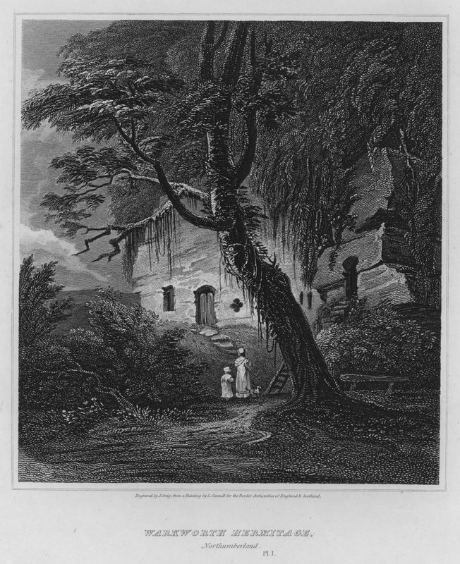 Warkworth Hermitage, Northumberland (gravering) av Luke (after) Clennell