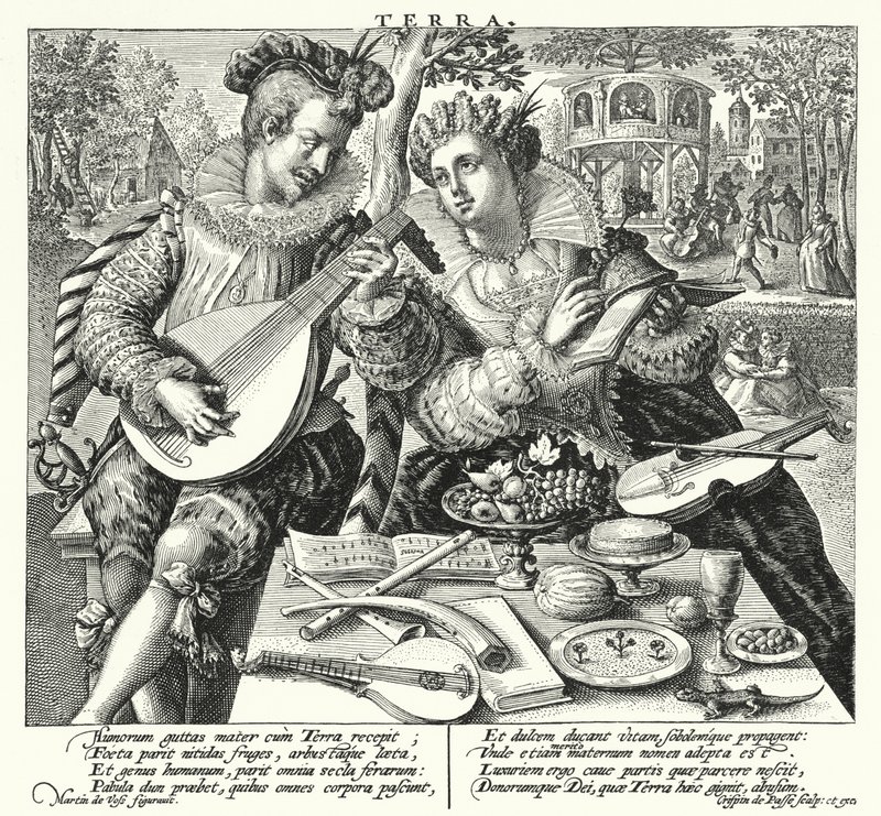The Pair of Lovers Playing Music av Maarten de after Vos
