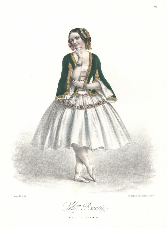 Den italienske ballettdanseren Carolina Rosati i Adolphe Adams ballett Le Corsaire ved Paris Opera av Marie Alexandre (after) Alophe
