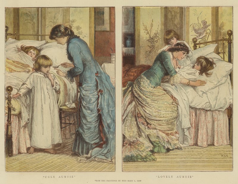 Ugly Auntie, Lovely Auntie (chromolitho) av Mary L. Gow