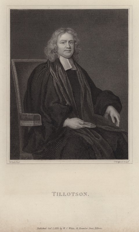 John Tillotson, erkebiskop av Canterbury (gravering) av Mary (after) Beale