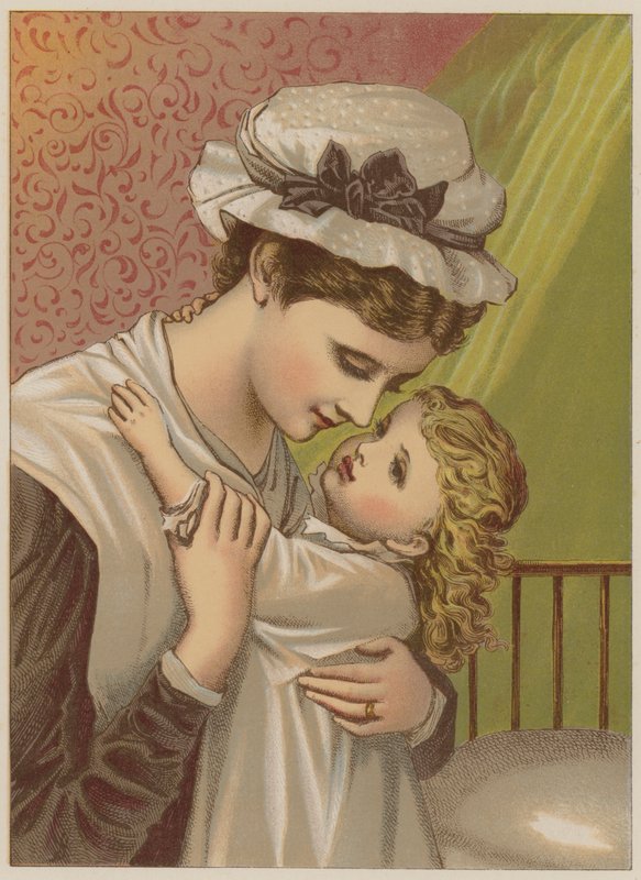 Baby som sier god natt (chromolitho) av Mary Ellen Edwards