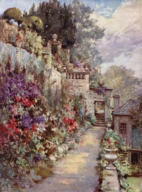Scottish Gardens: Barncluith (farge litho) av Mary Georgina Wade Wilson