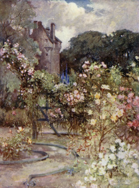 Scottish Gardens: Kellie Castle (farge litho) av Mary Georgina Wade Wilson